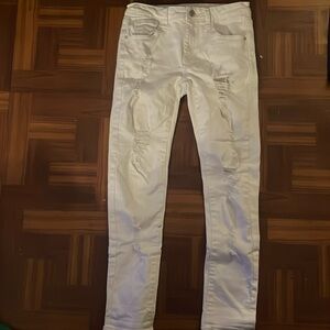 Mid rise White ripped jeans